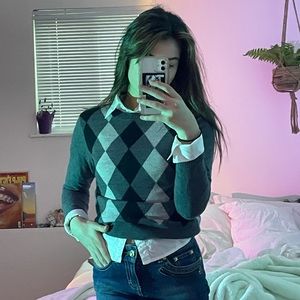 Grey and Black Cropped Sweater